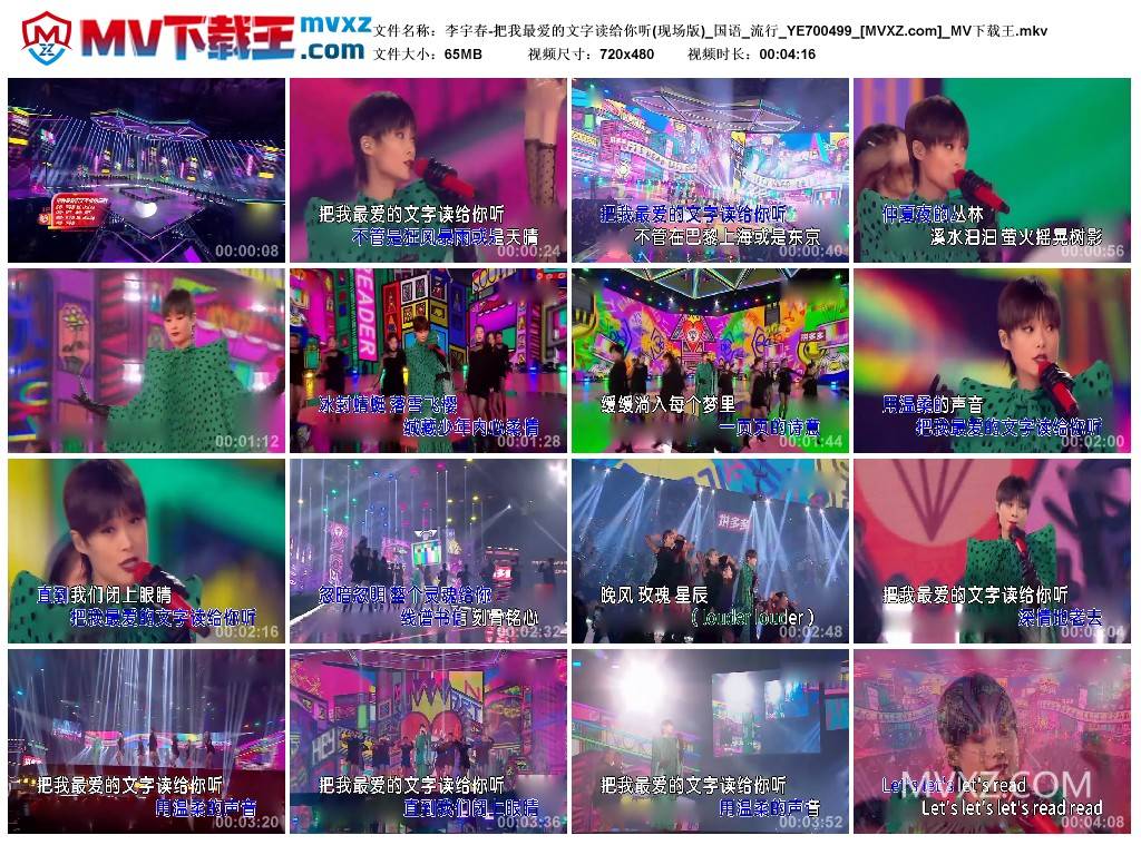 李宇春-把我最爱的文字读给你听(现场版)_国语_流行_YE700499